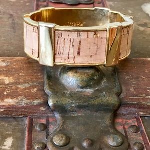 J. Crew Gold and Cork Hinge Cuff Bracelet